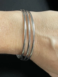 Vintage Danecraft Sterling Bangle 3 Stacker Bracelets Signed 18.1 Grams - Picture 1 of 9