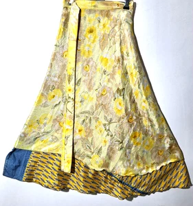 Incredible-art Vintage Silk Sari Magic Wrap Skirt Reversible Double Layer skirt, - Picture 1 of 6