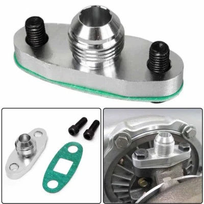 Turbo Oil Drain Outlet Flange Gasket Adapter Kit Set 10AN 10 AN Fitting T3 T4 - Image 1 of 4