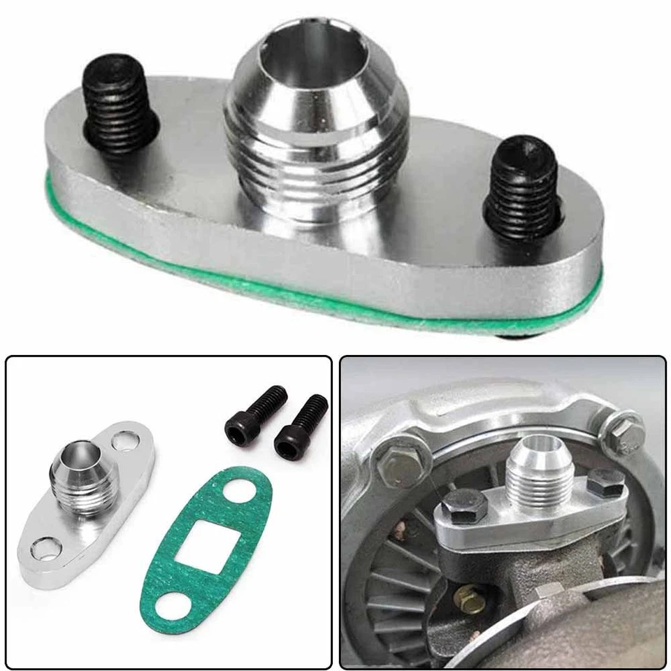Turbo Oil Drain Outlet Flange Gasket Adapter Kit Set 10an 10 an Fitting T3 T4