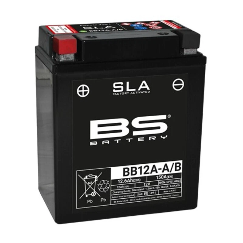 BB12A-A/B BATTERIA BS BATTERY SLA YB12A- B HONDA XL 600 V TRANSALP 1987/1999 - Immagine 1 di 2