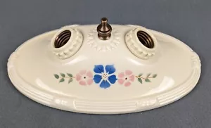 Restored PORCELIER Porcelain 2-Bulb Ceiling Light Fixture: Art Deco & MCM - Picture 1 of 9