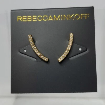 Rebecca Minkoff Ear Climber Earrings (Gold Toned/Crystal) retail $38 - Image 1 of 4