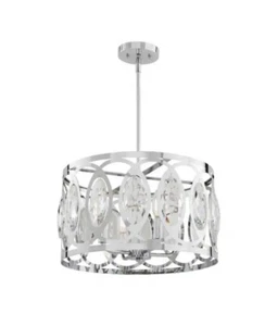 Home Decorators Westchester 4-Light Polished Chrome Round Drum Pendant Light - Picture 1 of 19