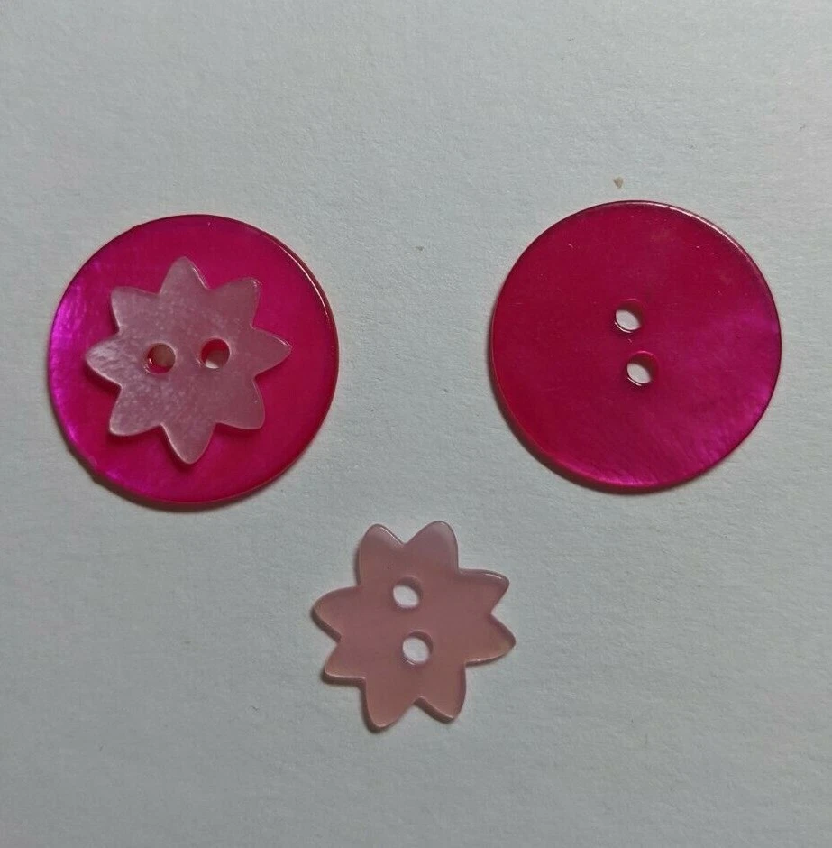 Pink on pink 2 piece floral on round button 3/4 inch 19mm JHB Buttons  - Image 1 of 1