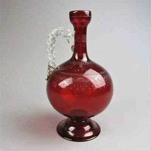 Antique Victorian Ruby Coloured Glass Jug 9.5" MADE IN ENGLAND - Picture 1 of 8