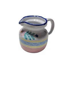 VTG Italian Pottery 5" Cottagecore Pitcher Pastel Colors Hand Painted Signed - Picture 1 of 7