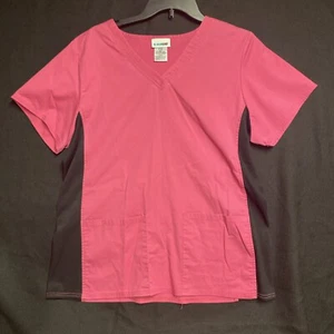 Blusa Médica Scrubstar para Mujer Talla L Manga Corta Cuello en V Bolsillos Rosa Negra Elastizada - Imagen 1 de 12