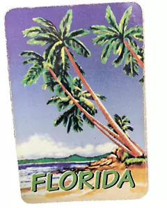 Vintage Florida Playing Cards Palm Tree Beach Souvenir Paper Craft Clear Box - Picture 1 of 5