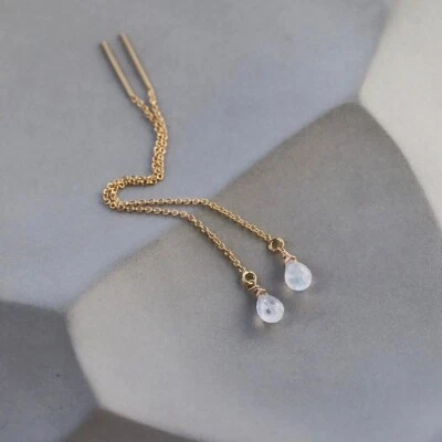 Natürliche Flash Mondstein Tropfenform Edelstein Perlen Handarbeit Einfädler ... - Bild 1 von 4