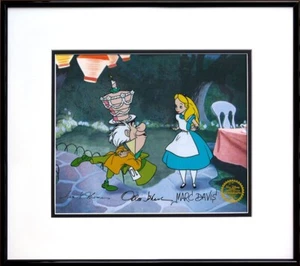 "Alice im Wunderland" Disney Ltd Edition Serigrafie Cel GERAHMTE Kunst 3x SIGNIERT - Bild 1 von 2