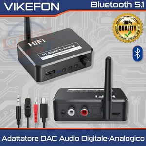 Adattatore DAC Audio Digitale-Analogico Toslink a 3.5mm AUX RCA Bluetooth 5.1 - Foto 1 di 8