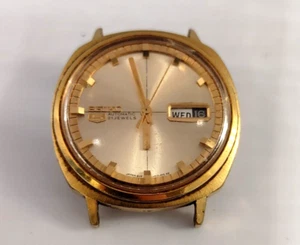 Vintage Seiko 6119-6003 Watch Gold Tone 21 jewel Date Automatic Works Face Only - Picture 1 of 14