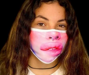 Reusable Protective Face Mask Nose Piercing Septum Sexy Lips 3D for Kids - Picture 1 of 12