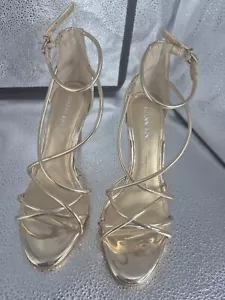 Gianni Bini Women's Strappy Stiletto Heels - Size 7.5 - Gold - Picture 1 of 7
