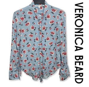 Top Veronica Barba Remi Figa Fiocco Tg 2/XS Bottoni Manica Lunga 100% Seta Floreale - Foto 1 di 9