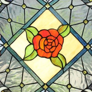 CHLOE Lighting ENCHANTED Tiffany-Style Floral Stained Glass Window Panel 25"... - Picture 1 of 8