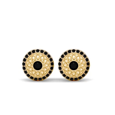 Gemelos de traje de ónix negro 0,55 TCW gemelos de oro blanco macizo accesorios de boda Foto 1 de 4