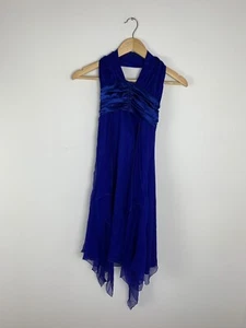 Bariano Womens *BNWT* Blue Halter A-Line 100% Silk Mini Dress Size 6 Formal - Picture 1 of 9