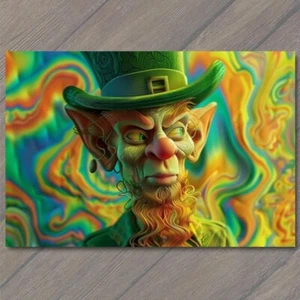 FLATCARD Leprechaun St. Patrick’s Day Bright Colors Weird Strange Wild Unusual - Picture 1 of 1