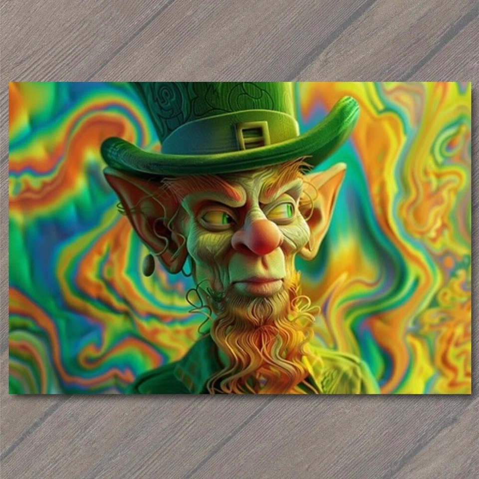 FLATCARD Leprechaun St. Patrick’s Day Bright Colors Weird Strange Wild Unusual - Image 1 of 1