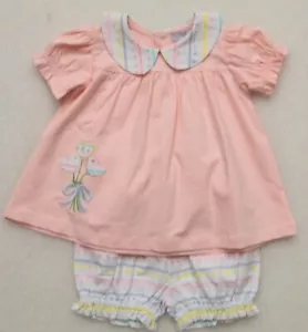 ISHTEX BOUTIQUE BABY DRESS & BLOOMERS SET PINK, HEART TULIP PATTERN CHOOSE SIZE - Picture 1 of 7