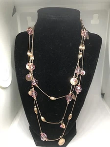 Jennifer Lopez JLO Rose Beads Rhinestones Gold Bangles On A 58-61 inch Necklace - Picture 1 of 7