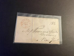 US 1837 Stampless Cover+Red Angelica NY CDS +Population 713+Incorporated in 1835 - Picture 1 of 1