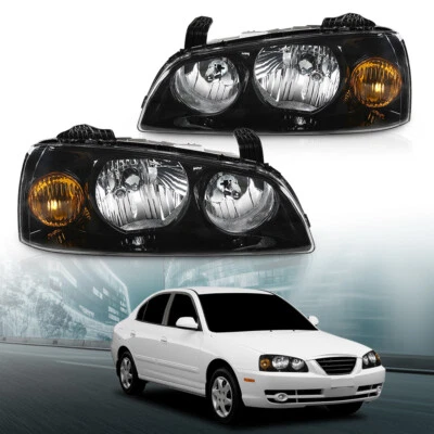 Conjunto de faros delanteros transparentes/negros aptos para Hyundai Elantra 2004-2006 izquierda+derecha Foto 1 de 4