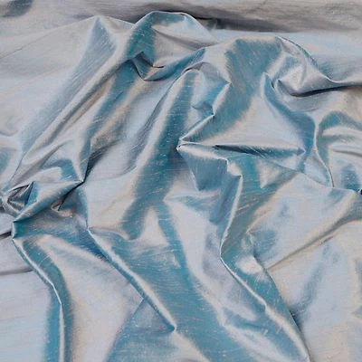 Iridescent Pink Blue Dupioni 100% Silk Fabric, 44" Wide, By The Yard (S-227) - Image 1 of 4