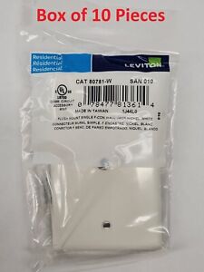 LOT OF 10 Leviton White Coaxial Cable Wall Plate Video Jack F-Type CATV 80781-W