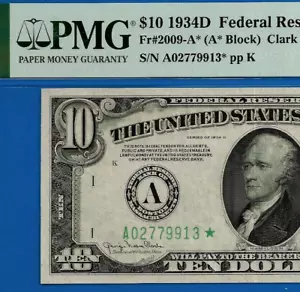 1934D $10 Federal Reserve Note - PMG 55EPQ - Top Pop 1/0 Boston Star Fr 2009-A* - Picture 1 of 5