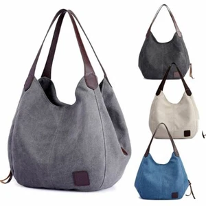 Women Canvas Handbag Shoulder Bags Large Tote Purse Travel Messenger Hobo Bag - Picture 1 of 16