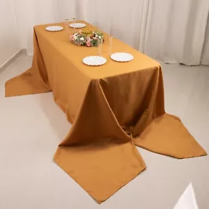 90x156" GOLD PREMIUM RECTANGLE Polyester TABLECLOTH Catering Party Home Linens - Picture 1 of 8