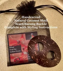 Natural Coconut Scarf/Sarong Buckle Clasp Clip & instruction guide NEW - Picture 1 of 3
