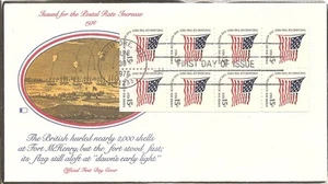 US # 1598a Flag FDC .Booklet pane of 8 . Fleetwood Cachet. - Picture 1 of 1