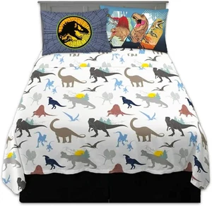 Juego de sábanas completo de 4 piezas Universal Jurassic World dinosaurio merodeador paquete nuevo - Imagen 1 de 5