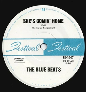 THE BLUE BEATS she's comin' home AUSSIE FESTIVAL 7"_1965 new MINT repress GARAGE - Picture 1 of 2
