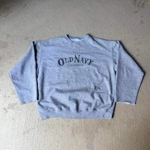 Vintage Old Navy Grey Men's L Crewneck Spell Out Sweatshirt - Picture 1 of 6