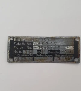 DKW NZ 350 Typenschild Oldtimer  Motorrad  - Bild 1 von 4