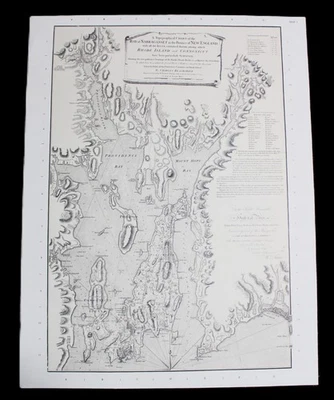 MAPA NARRAGANSET BAY RHODE ISLAND 1777 PELO DEPARTAMENTO DA MARINHA DOS EUA (1972) - Imagem 1 de 4