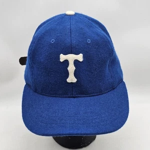 Vintage Ebbets Field Flannel Blue Wool "T" Hat Strap Back Adjustable - Picture 1 of 8