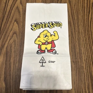 VTG Super Spud Takeout Paper Bag Fast Food Potato Mascot Superhero Advertising - Picture 1 of 1