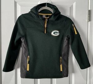 NFL Team Apparel Green Bay Packers Fleece Hoodie Sweatshirt 1/4-Zip Boys 8 Small - Picture 1 of 3