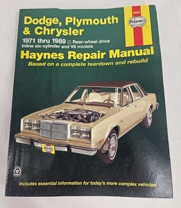 Haynes Repair Manual 30050 Dodge Plymouth Chrysler RWD 6 cyl & V8 1971-1989  - Bild 1 von 12