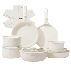 Nonstick Pots and Pans Set with Removable/Detackable Handle (19 pcs Beige, 19... - Picture 1 of 9