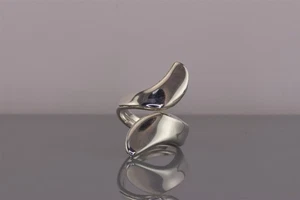 Sterling Silver 31mm Polished Tapered Paddle Bypass Band Ring 925 Sz: 8 - Picture 1 of 8