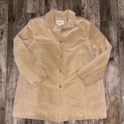 Abrigo Chaqueta Cherokee Vintage 100% Cuero Gamuza Genuino Lavable Talla 22W XXL Arena Foto 1 de 4