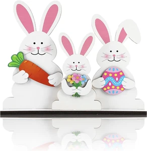 Easter Bunny Decorations Wooden Table Sign Spring Decorations Rabbit Tabletop De - Picture 1 of 12