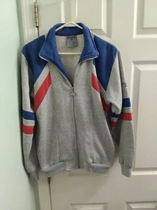 Vintage Spalding Gray Red Blue Striped Full Zip Sweatshirt Men S - Picture 1 of 7
